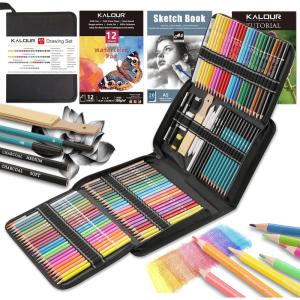 imageKALOUR 106 Coloring Sketching Kit Set  Pro Art Supplies with Sketchbook ampamp Watercolor Paper  Include Drawing Tutorial WatercolorColoredMetallicFluorescentSketch Pencils  for Kids Adults
