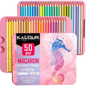 imageKALOUR Macaron Pastel Colored PencilsSet of 50 ColorsArtists Soft CoreIdeal for Drawing Sketching ShadingColoring Pencils for Adults Kids Beginners