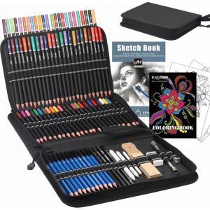imageKalour 96 Pack Drawing Set Sketching Kitinclude 72 Colored Pencils and 24 Sketch Kit with Sketch Book and Coloring BookArt Supplies for Sketching and ColoringIdeal for BeginnerArtists and Adults