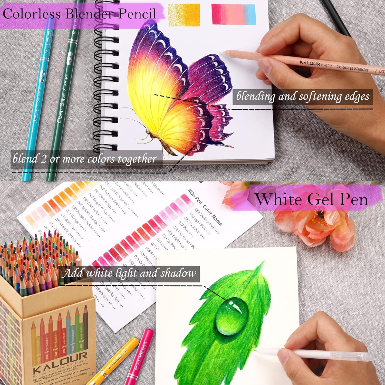 imageKALOUR Premium Colored PencilsSet of 120 ColorsArtists Soft Core with Vibrant ColorIdeal for Drawing Sketching ShadingColoring Pencils for Adults Beginners kids120
