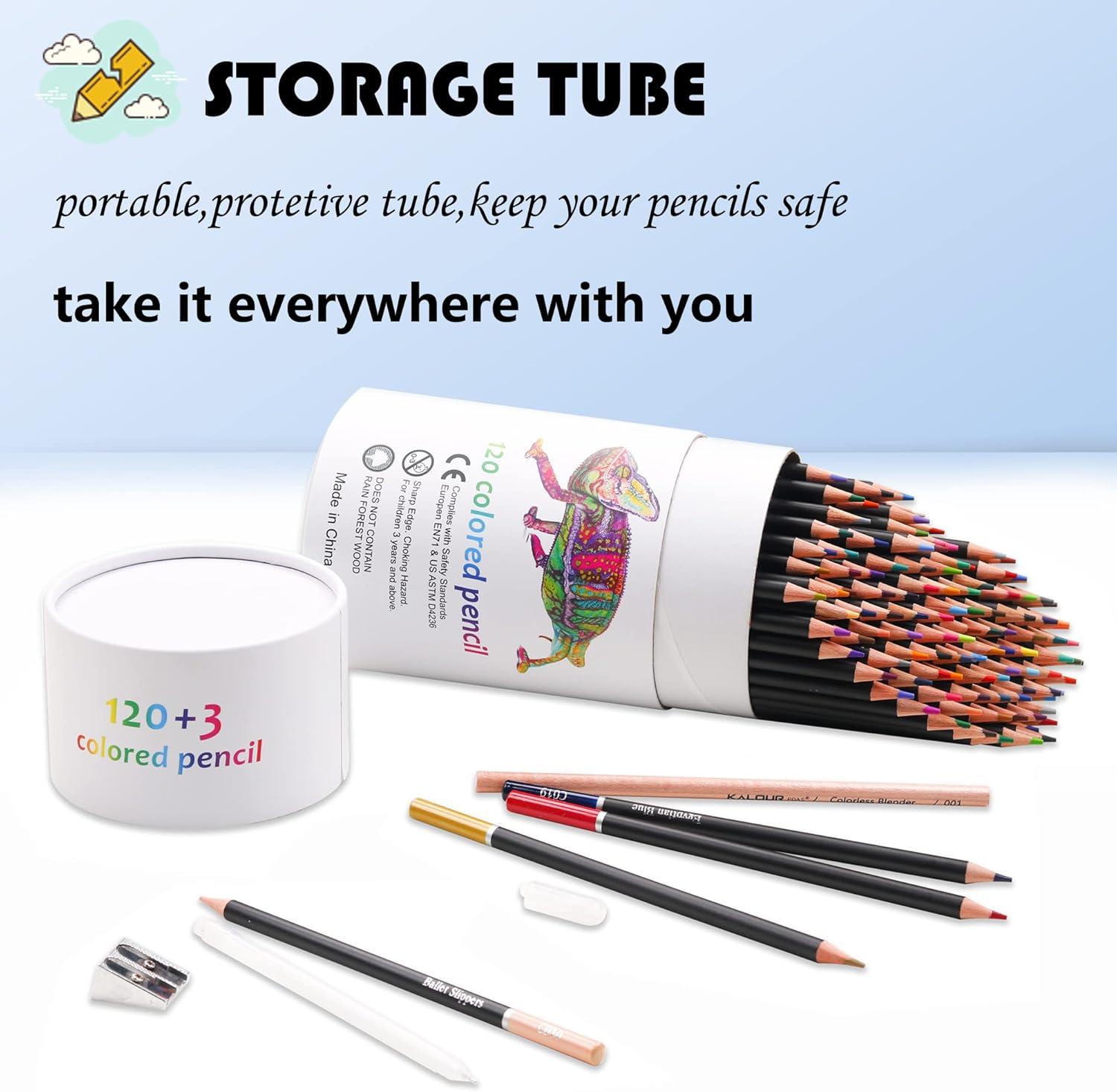 imageKALOUR Premium Colored PencilsSet of 120 ColorsArtists Soft Core with Vibrant ColorIdeal for Drawing Sketching ShadingColoring Pencils for Adults Beginners kids