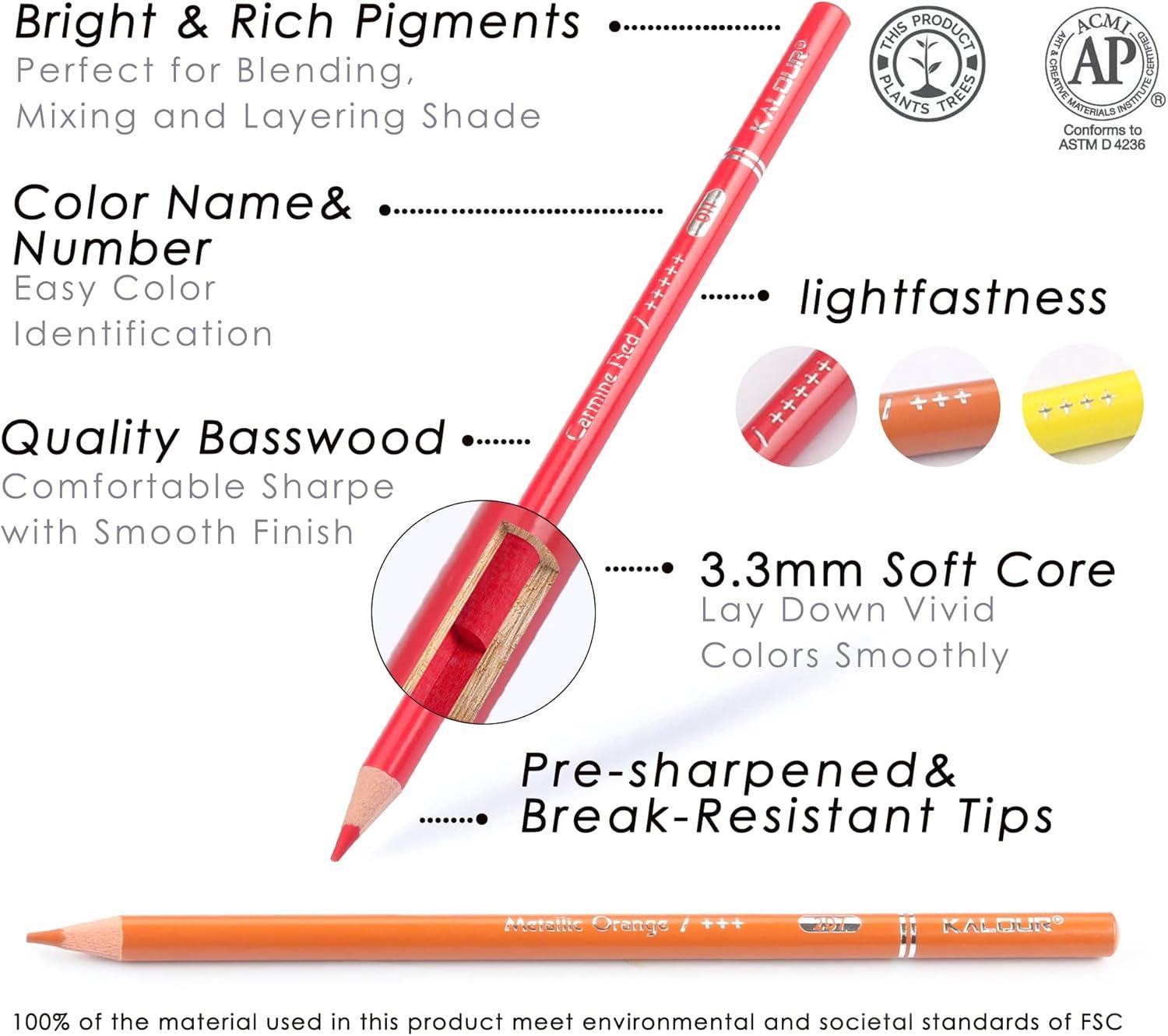 imageKALOUR Premium Colored PencilsSet of 72 ColorsArtists Soft Core with Vibrant Colorwith Zipper Slot Pencil CaseIdeal for Drawing Sketching ShadingColoring Pencils for Adults Beginners BlueBlue