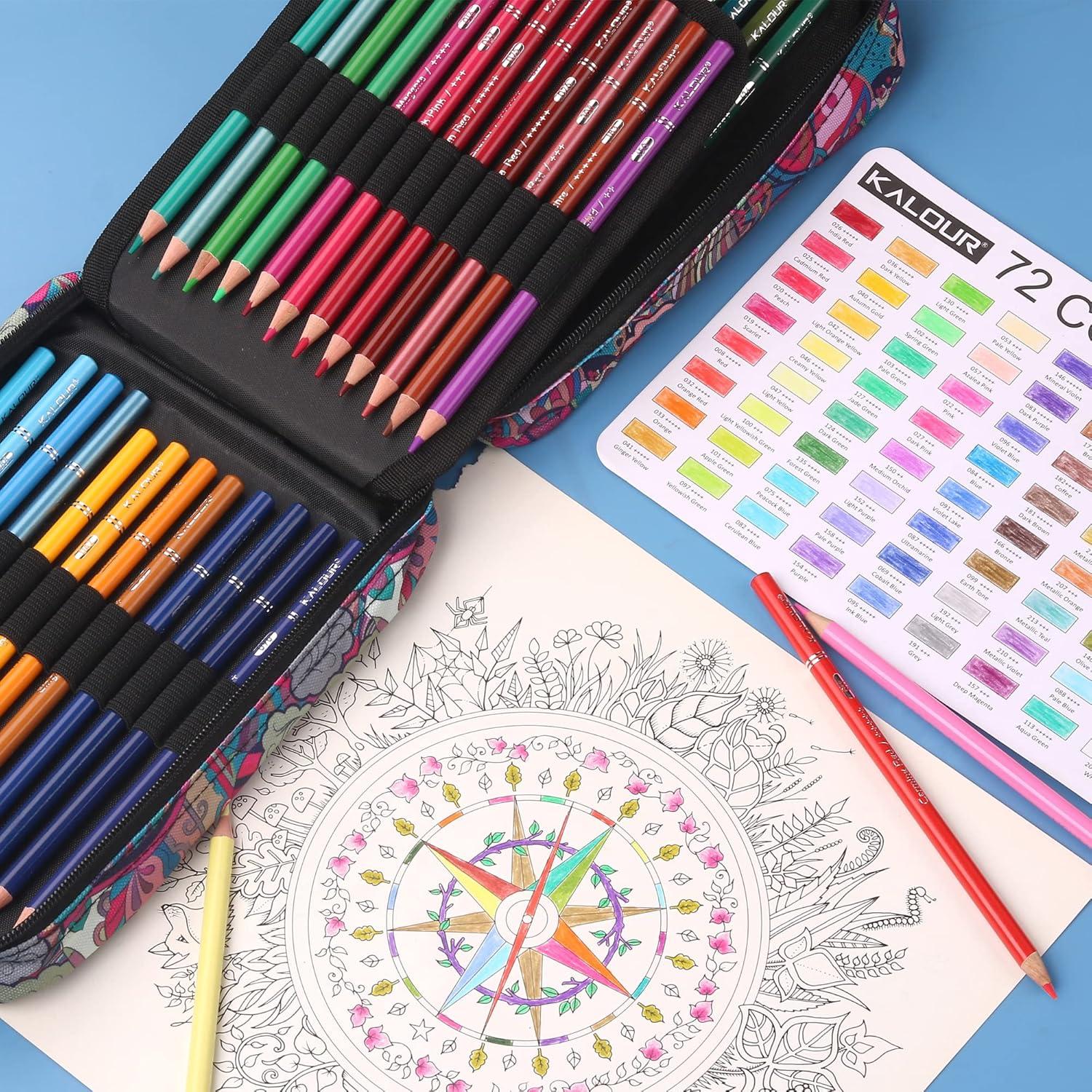 imageKALOUR Premium Colored PencilsSet of 72 ColorsArtists Soft Core with Vibrant Colorwith Zipper Slot Pencil CaseIdeal for Drawing Sketching ShadingColoring Pencils for Adults Beginners BluePink