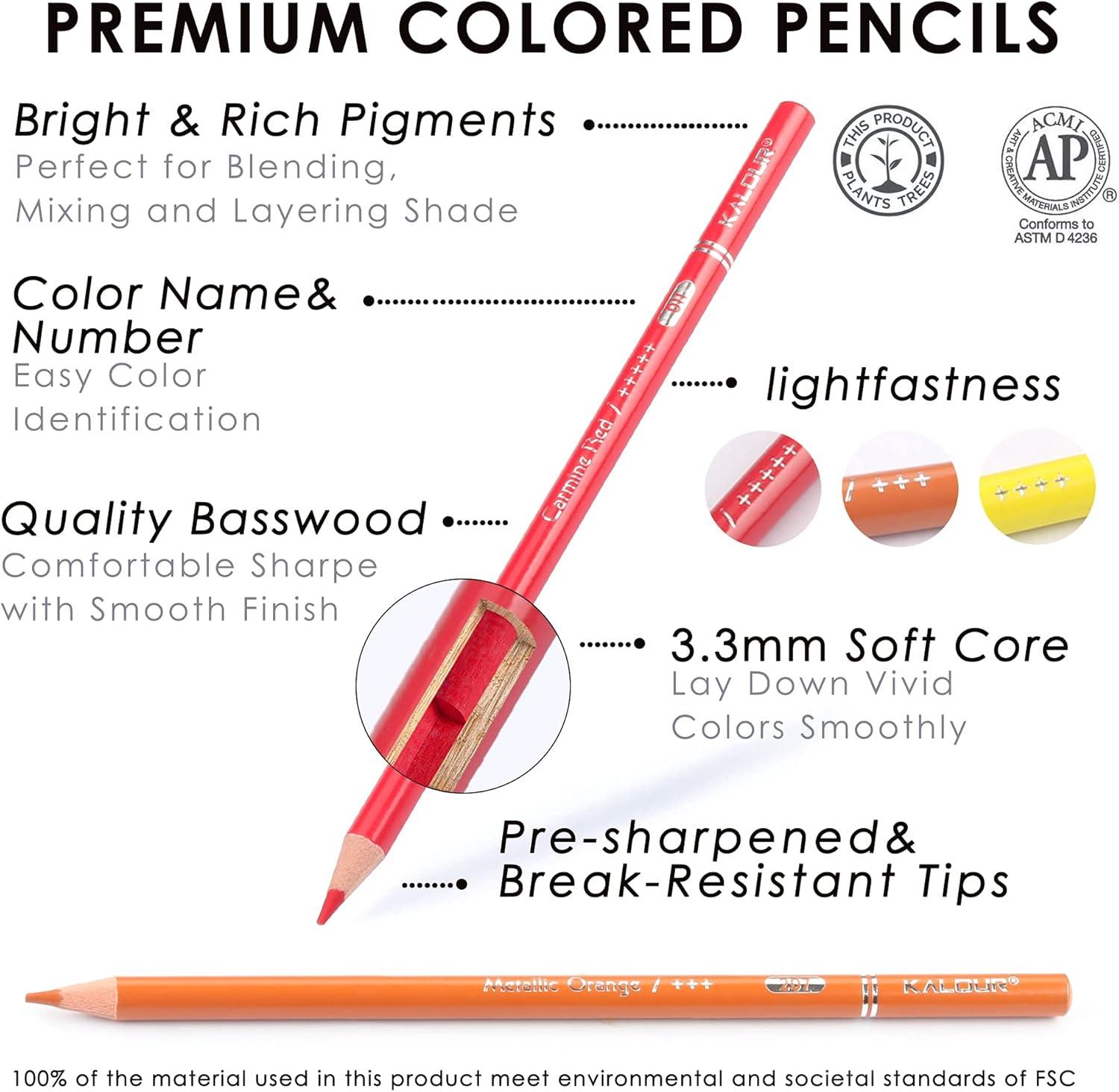 imageKALOUR Professional Colored PencilsSet of 120 ColorsArtists Soft Core with Vibrant ColorIdeal for Drawing Sketching ShadingColoring Pencils for Adults Artists Beginners1 Count Pack of 240