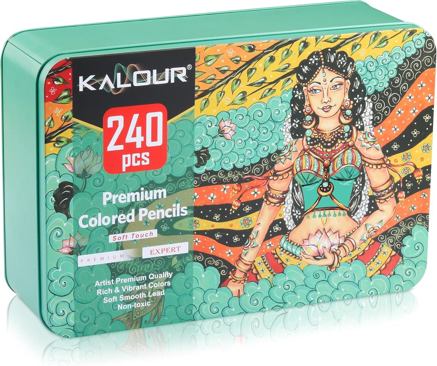 imageKALOUR Professional Colored PencilsSet of 120 ColorsArtists Soft Core with Vibrant ColorIdeal for Drawing Sketching ShadingColoring Pencils for Adults Artists Beginners1 Count Pack of 240
