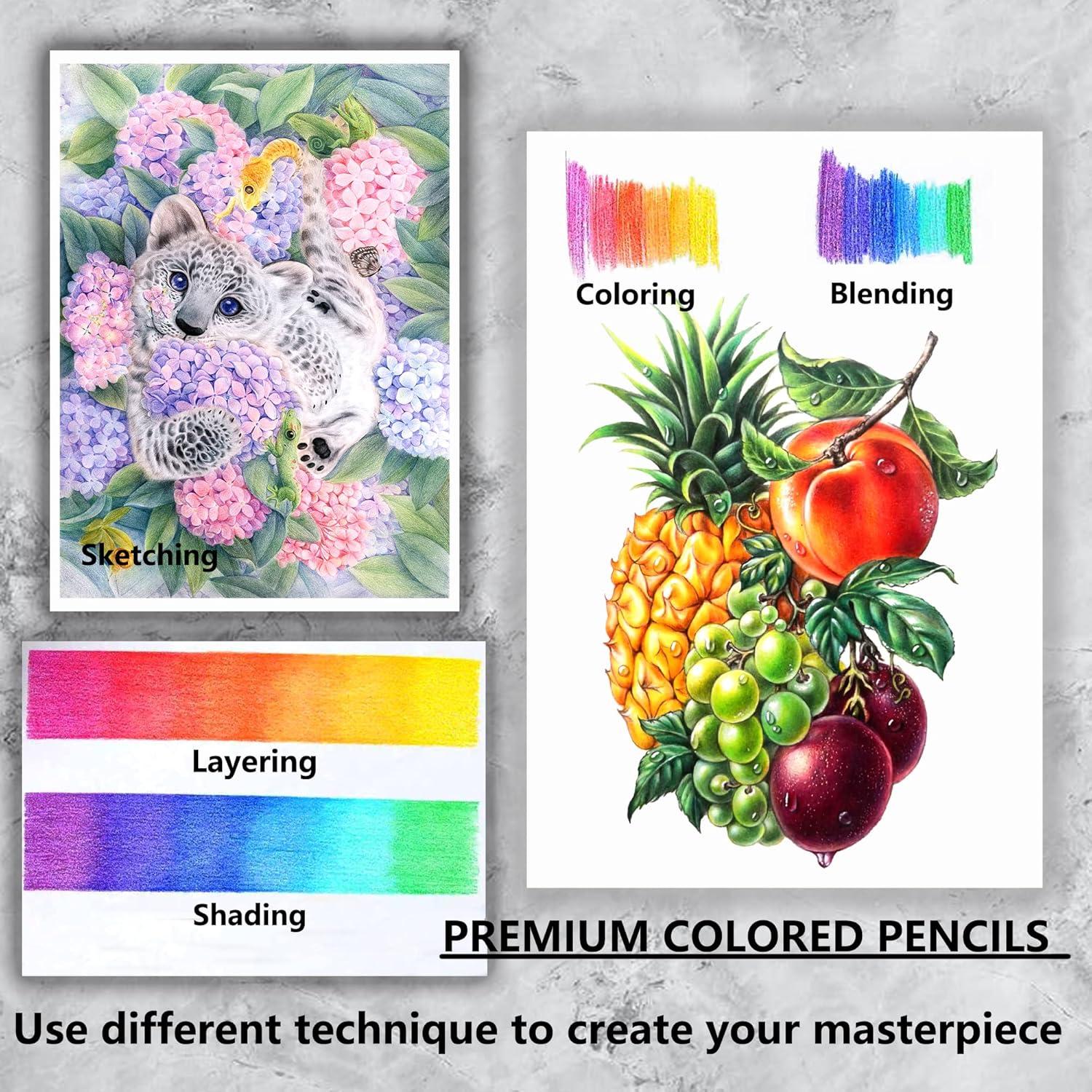 imageKALOUR Professional Colored PencilsSet of 120 ColorsArtists Soft Core with Vibrant ColorIdeal for Drawing Sketching ShadingColoring Pencils for Adults Artists Beginners120 Count Pack of 1