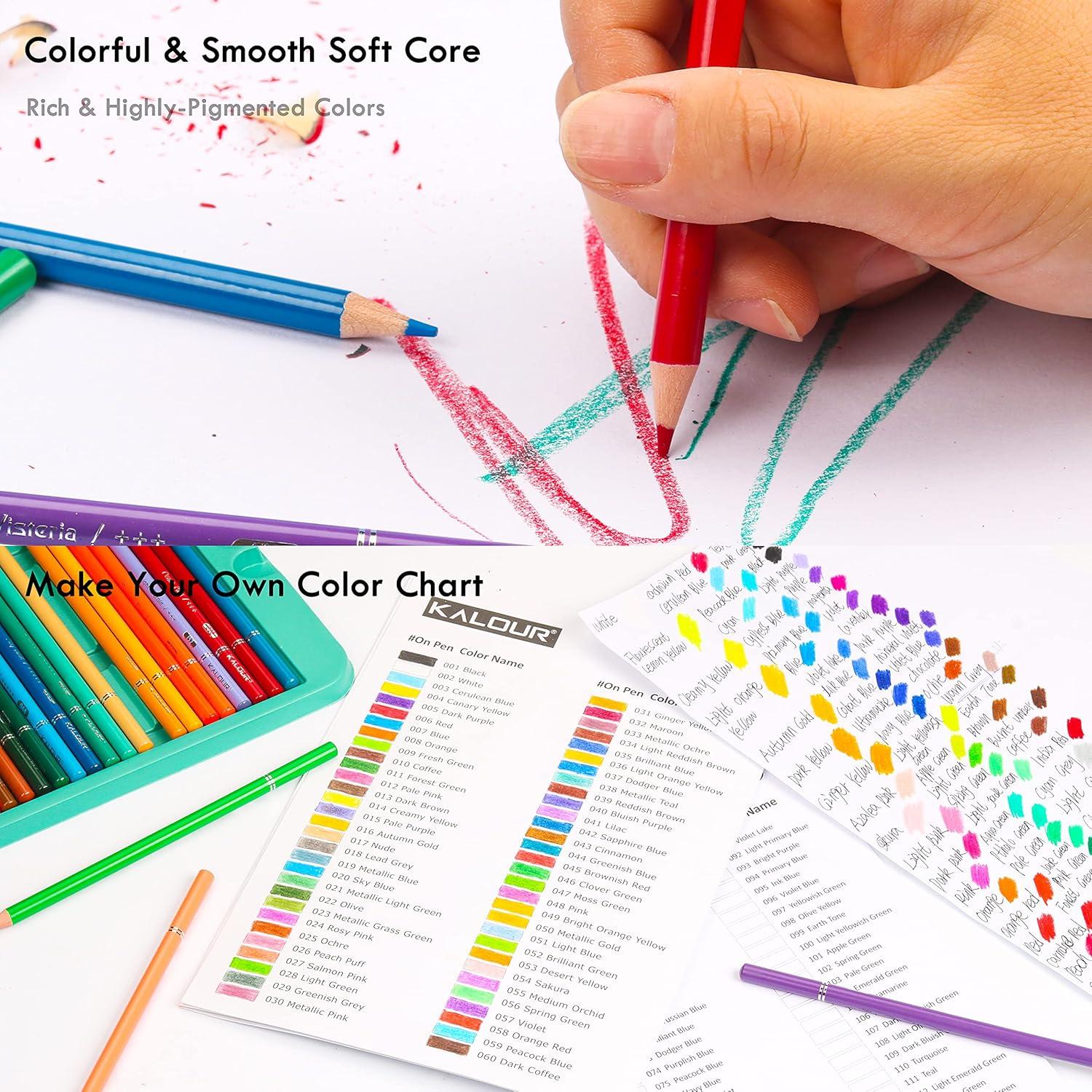 imageKALOUR Professional Colored PencilsSet of 120 ColorsArtists Soft Core with Vibrant ColorIdeal for Drawing Sketching ShadingColoring Pencils for Adults Artists Beginners1 Count Pack of 240