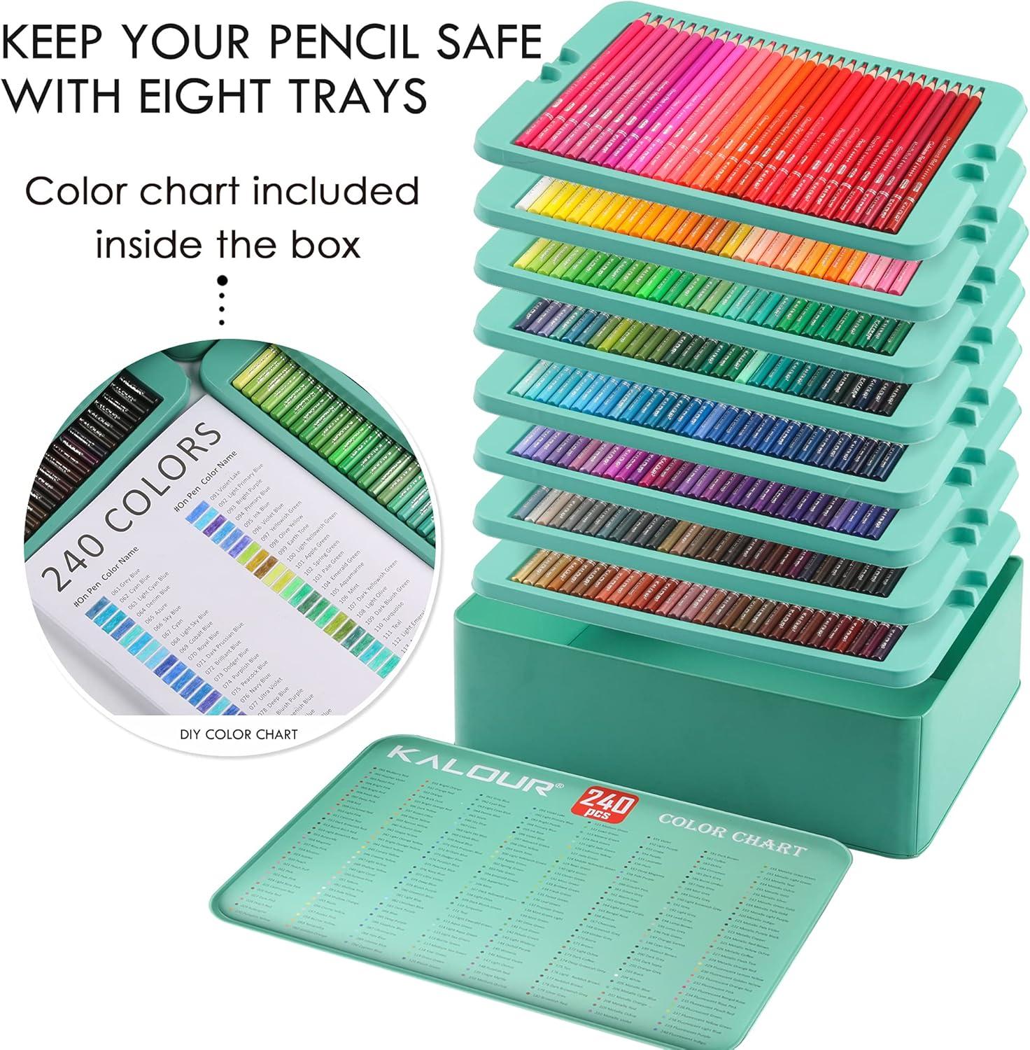 imageKALOUR Professional Colored PencilsSet of 120 ColorsArtists Soft Core with Vibrant ColorIdeal for Drawing Sketching ShadingColoring Pencils for Adults Artists Beginners1 Count Pack of 240