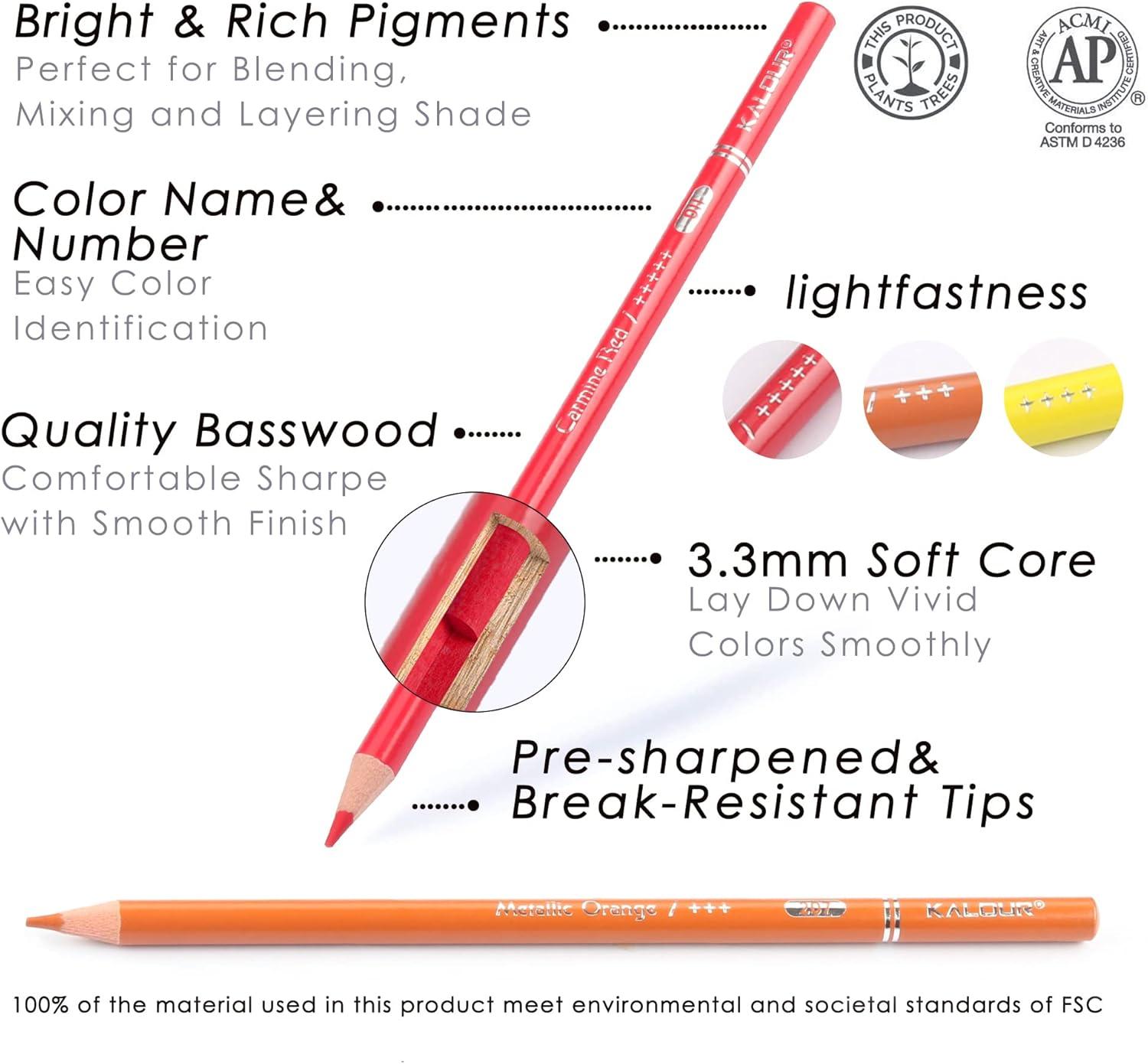 imageKALOUR Professional Colored PencilsSet of 120 ColorsArtists Soft Core with Vibrant ColorIdeal for Drawing Sketching ShadingColoring Pencils for Adults Artists Beginners120 Count Pack of 1