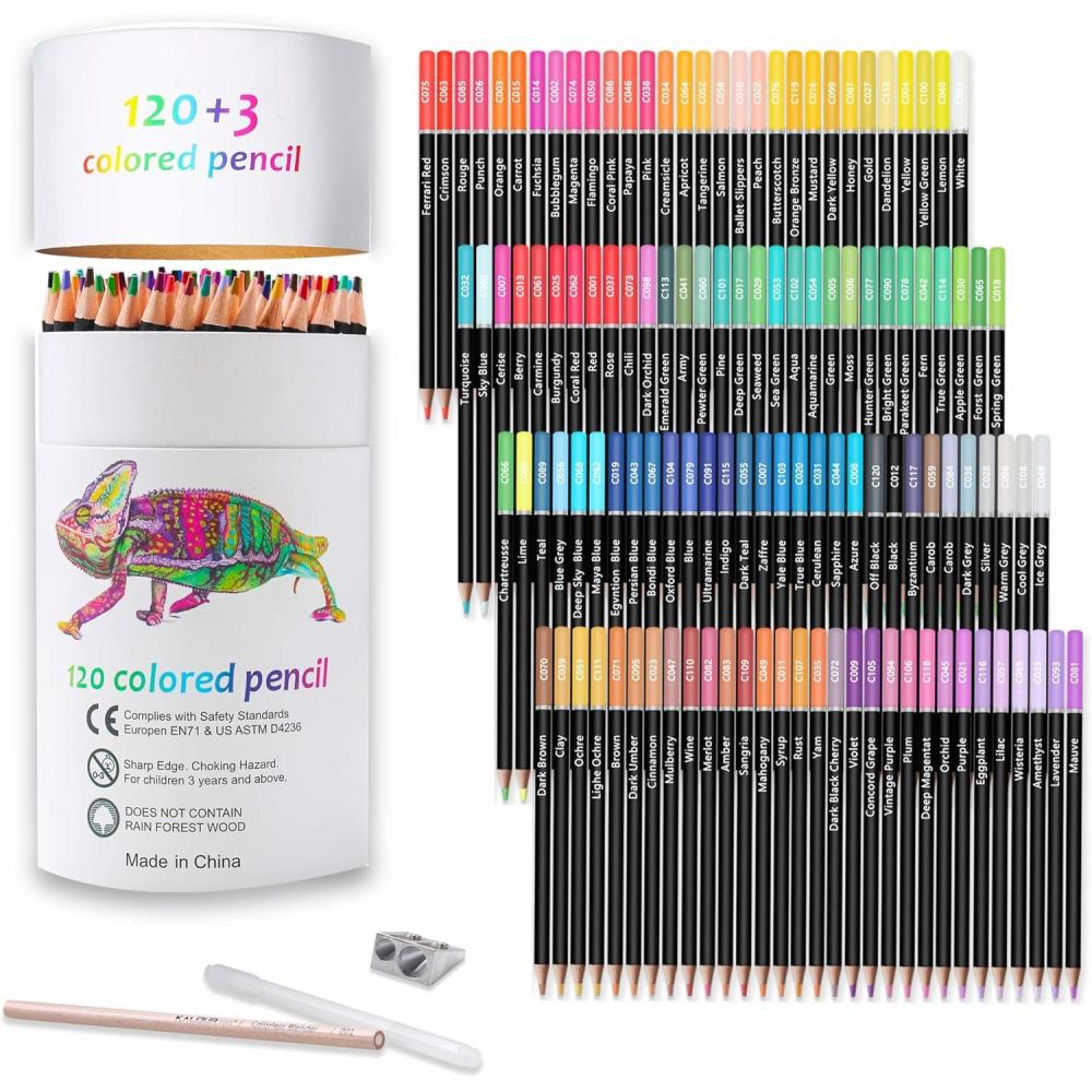 imageKALOUR Premium Colored PencilsSet of 120 ColorsArtists Soft Core with Vibrant ColorIdeal for Drawing Sketching ShadingColoring Pencils for Adults Beginners kids