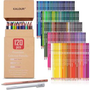 imageKALOUR Premium Colored PencilsSet of 120 ColorsArtists Soft Core with Vibrant ColorIdeal for Drawing Sketching ShadingColoring Pencils for Adults Beginners kids120