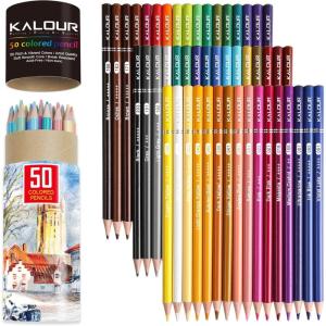 imageKALOUR Premium Colored PencilsSet of 120 ColorsArtists Soft Core with Vibrant ColorIdeal for Drawing Sketching ShadingColoring Pencils for Adults Beginners kids50