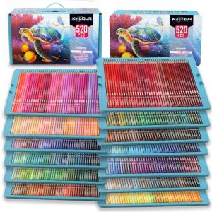 imageKALOUR Pro Colored PencilsSet of 520 ColorsArtists Soft Core with Vibrant ColorIdeal for Drawing Sketching ShadingColoring Pencils for Adults Artists Beginners