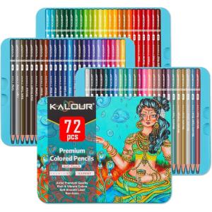 imageKALOUR Professional Colored PencilsSet of 120 ColorsArtists Soft Core with Vibrant ColorIdeal for Drawing Sketching ShadingColoring Pencils for Adults Artists Beginners1 Count Pack of 72