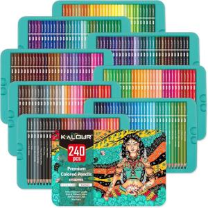 imageKALOUR Professional Colored PencilsSet of 120 ColorsArtists Soft Core with Vibrant ColorIdeal for Drawing Sketching ShadingColoring Pencils for Adults Artists Beginners1 Count Pack of 240