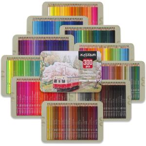 imageKALOUR Professional Colored PencilsSet of 300 ColorsArtists Soft Core with Vibrant ColorIdeal for Drawing Sketching ShadingColoring Pencils for Adults Artists Beginners