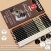 imageKALOUR Professional Colored Charcoal Pencils Drawing Set12 Pieces Pastel Chalk Pencils for Sketching Shading Blending Portrait Black White Charcoal Pencils for Beginners ampamp Artists
