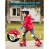imageAdjustable Kids Roller Skates for Girls Boys with Light Up Wheels Skates for Kids Ages 612 Toddler 35 Youth and Women Beginners Indoor and OutdoorRed