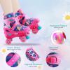 imageAdjustable Kids Roller Skates for Girls Boys with Light Up Wheels Skates for Kids Ages 612 Toddler 35 Youth and Women Beginners Indoor and OutdoorRose Red  Blue