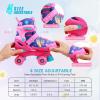 imageAdjustable Kids Roller Skates for Girls Boys with Light Up Wheels Skates for Kids Ages 612 Toddler 35 Youth and Women Beginners Indoor and OutdoorRose Red  Blue