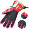 imageSki Gloves Waterproof Snow Gloves 30 Winter Gloves for Cold Weather Warm Snowboarding Gloves  for Men Women Kids Boys and GirlsRoseRedGreen