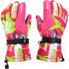 imageSki Gloves Waterproof Snow Gloves 30 Winter Gloves for Cold Weather Warm Snowboarding Gloves  for Men Women Kids Boys and GirlsRoseRedGreen