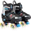 imageAdjustable Kids Roller Skates for Girls Boys with Light Up Wheels Skates for Kids Ages 612 Toddler 35 Youth and Women Beginners Indoor and OutdoorBlack
