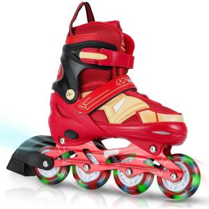 imageAdjustable Inline Skates for Kids and Adults with Full Light Up Wheels  Outdoor Roller Blades Roller Skates for Girls and Boys Men and Adult Women