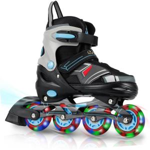 imageAdjustable Kids Inline Skates for Boys Girls with Full Light Up Wheels  Roller Skates for Kids Ages 612 Toddler Ages 35 Youth Women Beginners Outdoor IndoorBlack2