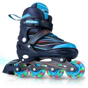 imageAdjustable Kids Inline Skates for Boys Girls with Full Light Up Wheels  Roller Skates for Kids Ages 612 Toddler Ages 35 Youth Women Beginners Outdoor IndoorBlue2