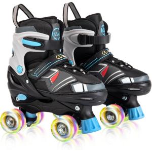imageAdjustable Kids Roller Skates for Girls Boys with Light Up Wheels Skates for Kids Ages 612 Toddler 35 Youth and Women Beginners Indoor and OutdoorBlack