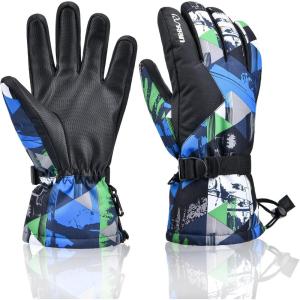 imageSki Gloves Waterproof Snow Gloves 30 Winter Gloves for Cold Weather Warm Snowboarding Gloves  for Men Women Kids Boys and GirlsBlackBlue