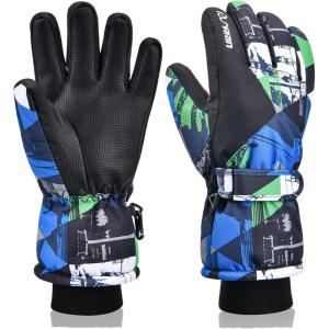 imageSki Gloves Waterproof Snow Gloves 30 Winter Gloves for Cold Weather Warm Snowboarding Gloves  for Men Women Kids Boys and GirlsKids BlackBlue