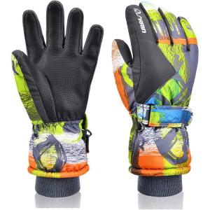 imageSki Gloves Waterproof Snow Gloves 30 Winter Gloves for Cold Weather Warm Snowboarding Gloves  for Men Women Kids Boys and GirlsKids Grey