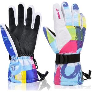 imageSki Gloves Waterproof Snow Gloves 30 Winter Gloves for Cold Weather Warm Snowboarding Gloves  for Men Women Kids Boys and GirlsWhiteRose