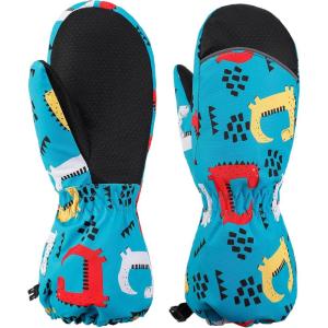 imageKids Mittens  Waterproof Warm Winter Gloves for Boys and Girls Thermal Insulated for Snow Play ampamp Cold WeatherGreen Dinosaur