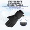imageSki Gloves for Men Women Kids  Waterproof Touchscreen Snow Winter Gloves with Thermal Insulated Warm for Skiing Snowboarding and Cold WeatherBlack