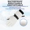 imageSki Gloves for Men Women Kids  Waterproof Touchscreen Snow Winter Gloves with Thermal Insulated Warm for Skiing Snowboarding and Cold WeatherWhite