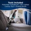 imageBissell ICONPet Turbo Vacuum with Powerful Turbo Boost Suction Tangle Free Brush Roll ampamp Parking Break LED Crevice  Dusting Brush Tool LED Motorized TurboBrush Tool Plus a Wall MountTitanium and Black With Electric Blue Accents