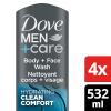 imageDOVE MEN  CARE Body and Face Wash Clean Comfort 4 Count for Healthier and Stronger Skin Effectively Washes Away Bacteria While Nourishing Your Skin 18 ozClean Comfort