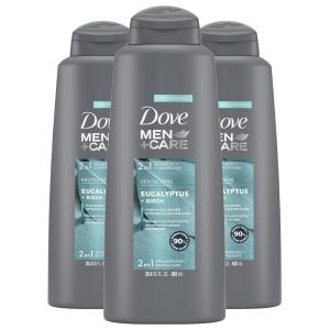 imageDOVE MEN  CARE 2 in 1 Shampoo ampamp Conditioner Eucalyptus ampamp Birch 4 Count For HealthyLooking Hair Naturally Derived Plant Based Cleansers 12 oz204 Fl Oz Pack of 3