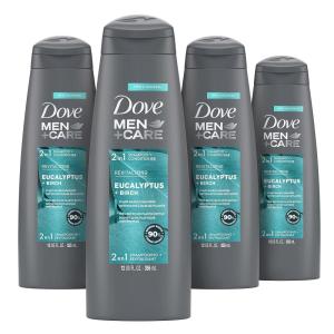 imageDOVE MEN  CARE 2 in 1 Shampoo ampamp Conditioner Eucalyptus ampamp Birch 4 Count For HealthyLooking Hair Naturally Derived Plant Based Cleansers 12 oz12 Fl Oz Pack of 4