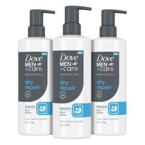 imageDOVE MEN  CARE Advanced Care Face  Body Cleanser Dry Repair 3 Count for Dry Skin Cleanser with Smooth Shea Butter 169 oz