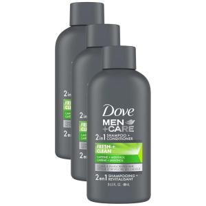 imageDOVE MEN  CARE Fortifying 2 in 1 Shampoo and Conditioner Fresh and Clean with Caffeine for Normal to Oily Hair Helps Strengthen Thinning Hair 3 oz3 Fl Oz Pack of 3