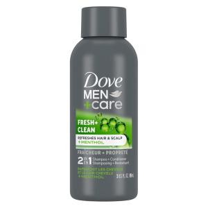 imageDOVE MEN  CARE Fortifying 2 in 1 Shampoo and Conditioner Fresh and Clean with Caffeine for Normal to Oily Hair Helps Strengthen Thinning Hair 3 oz3 Fl Oz Pack of 1