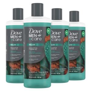 imageDove MenCare Body Wash Eucalyptus  Cedar Oil 4 Count to Rebuild Skin in the Shower with PlantBased Cleansers and Moisturizers 18 ozEucalyptus Cedar