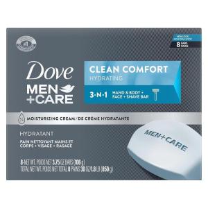 imageDOVE MEN  CARE Body and Face Bar Bars To Clean and Hydrate Skin Body and Facial Cleanser More Moisturizing Than Bar Soap 8 CountPack of 9Clean Comfort