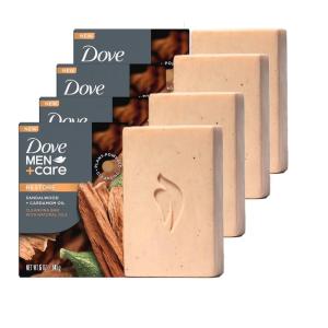 imageDOVE MEN  CARE Cleansing Bar Soap Sandalwood  Cardamom Oil 4 Bars to Rebuild Skin in the Shower a 4in1 Hair Body Face ampamp Shaving Bar with PlantBased Cleanser and Natural Oils 5 oz