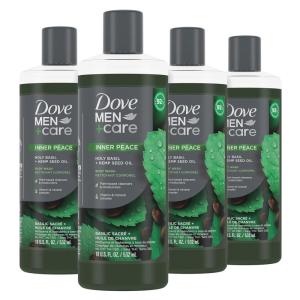 imageDove MenCare Body Wash Holy Basil  Hemp Seed Oil 4 Count to Rebuild Skin in the Shower with PlantBased Cleansers and Moisturizers 18 oz