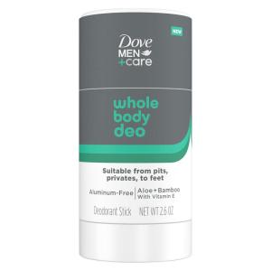 imageDove MenCare Whole Body Deo AluminumFree Deodorant Stick Aloe  Bamboo Helps Avoid Chafing Suitable from Pits Privates to Feet 26 ozStick Aloe
